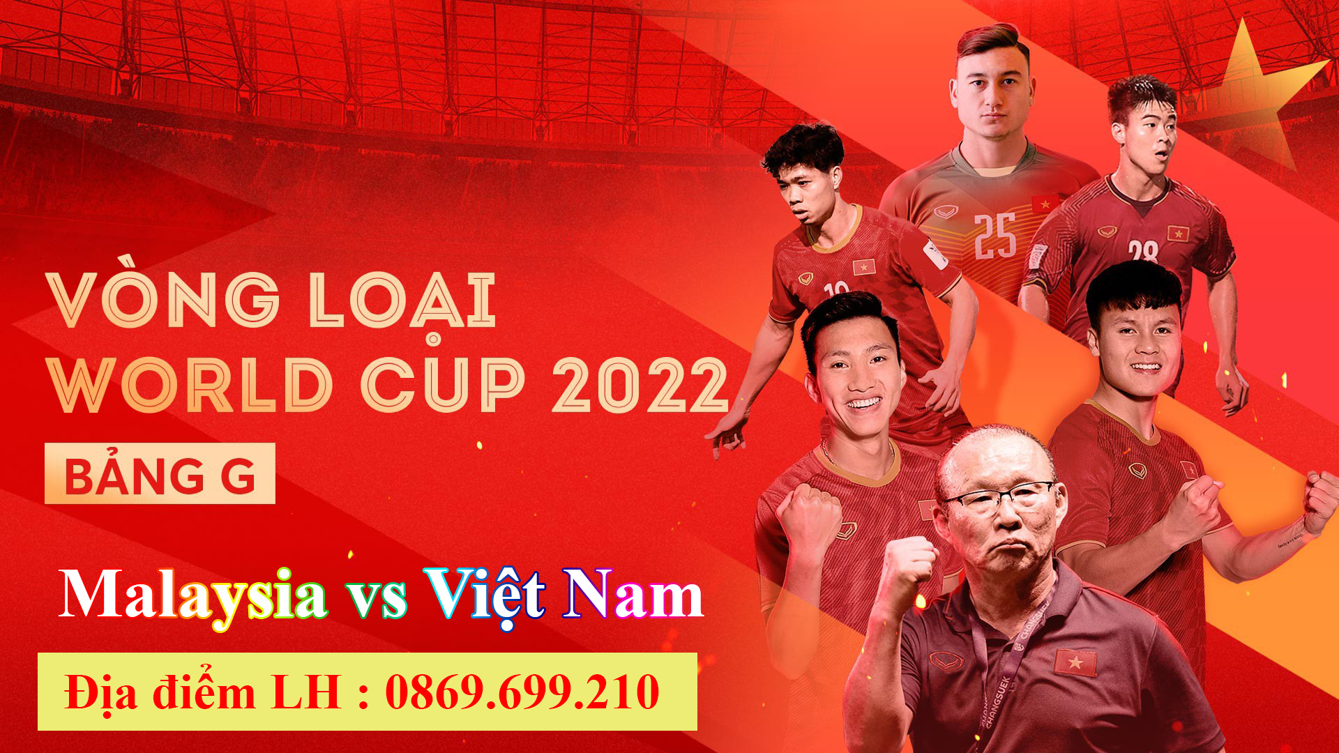 Địa điểm xem trận Maylaysia vs Việt Nam Vòng Loại WC 2022