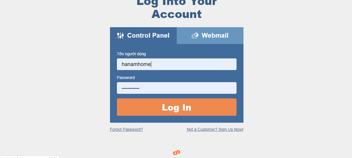 Truy cập địa chỉ trang quản trị Cpanel của hosting mà nhà cung cấp hosting đã cấp. Truy cập địa chỉ trang quản trị Cpanel của hosting mà nhà cung cấp hosting đã cấp.