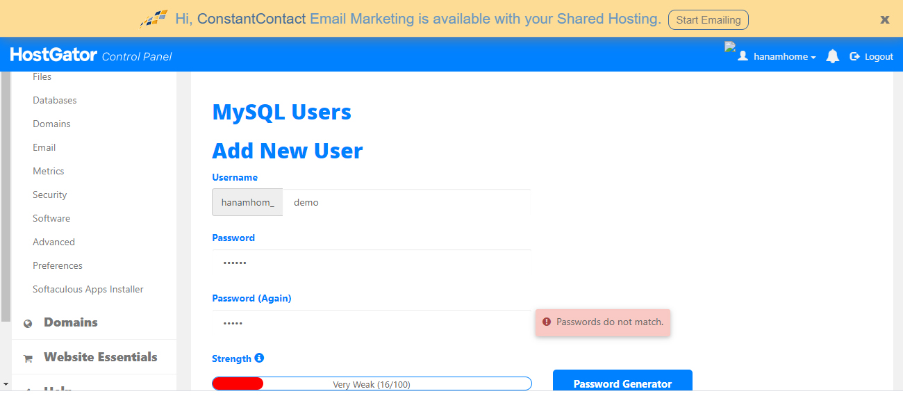 Tạo mới một người dùng trên Cơ sở dữ liệu Tạo mới một người dùng trên Cơ sở dữ liệu
