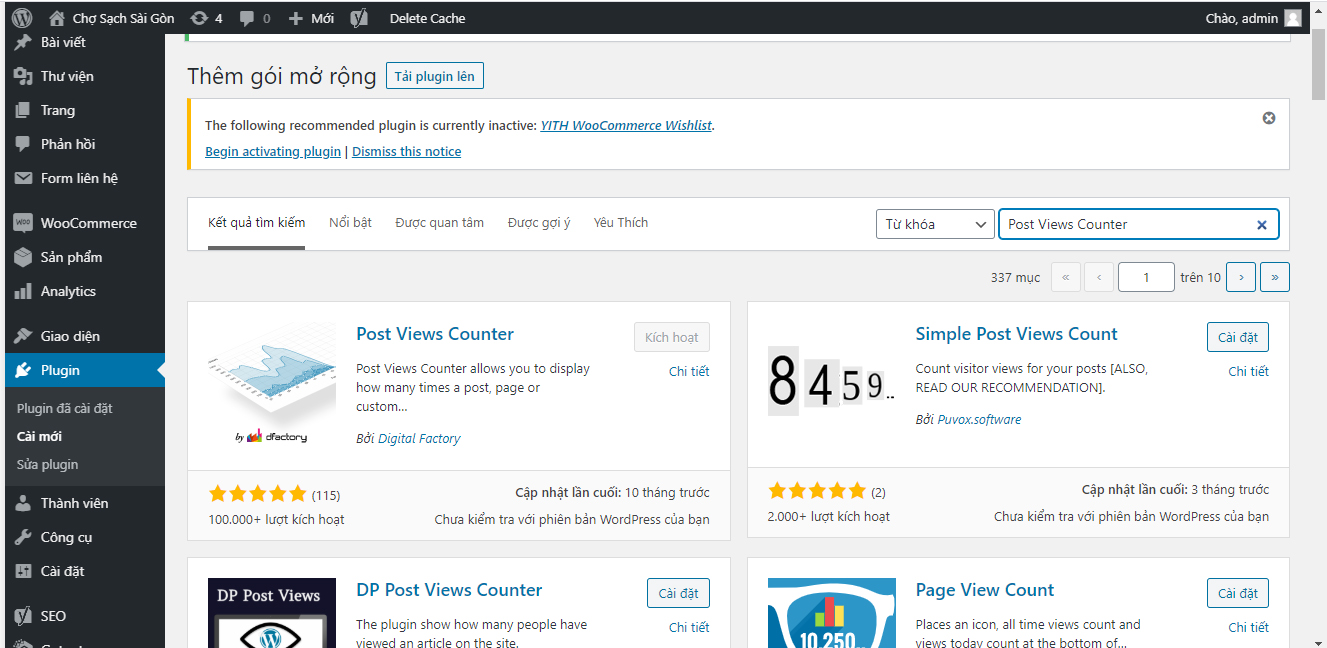 các bạn cần phải cài đặt và kích hoạt plugin Post Views Counter.