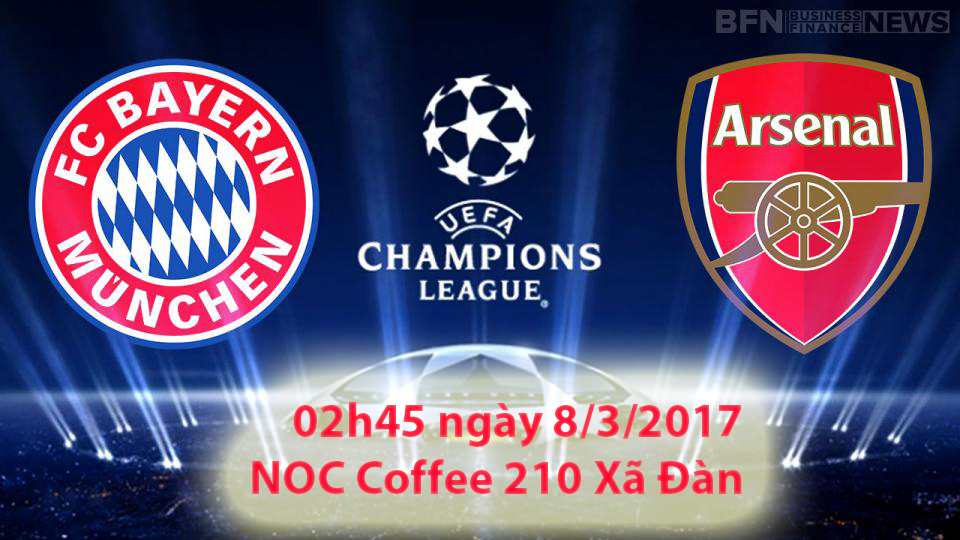 qu&aacute;n cafe chiếu trận bayer munich asernal